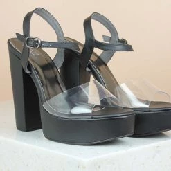Inc.5 CONE HEEL TRANSPARENT SANDAL SALE