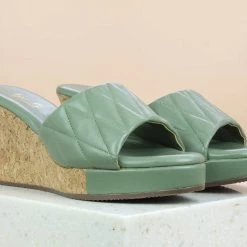 Inc.5 STITCHED CORK COVERED PLATFORM MULES SALE