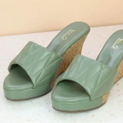 Inc.5 STITCHED CORK COVERED PLATFORM MULES SALE