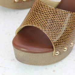 Inc.5 BLOCK HEEL CASUAL PU MULE-TAN SALE