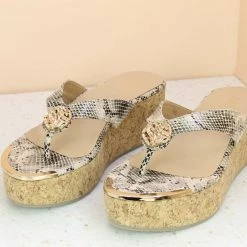 Inc.5 CORK COVERED PLATFROMTHONG - BEIGE SALE