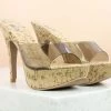 Inc.5 SALE CORK COVERED HIGH HEEL MULES