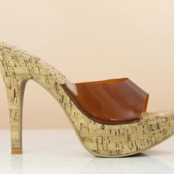 Inc.5 CORK COVERED HIGH HEEL MULES SALE