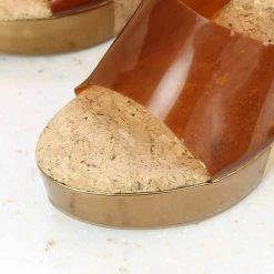 Inc.5 CORK COVERED TRANSPARENT MULES