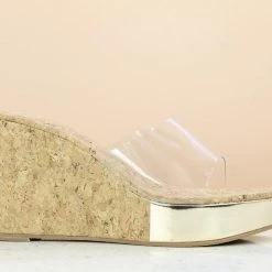 Inc.5 CORK COVERED TRANSPARENT MULES
