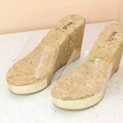 Inc.5 CORK COVERED TRANSPARENT MULES