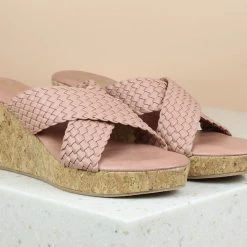 Inc.5 SALE CORK COVERED WOVEN STITCHED MULES