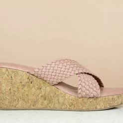 Inc.5 SALE CORK COVERED WOVEN STITCHED MULES