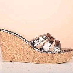 Inc.5 WOMEN CORK COVERED VEDGE MULES
