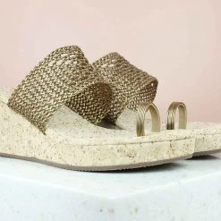 Inc.5 WOVEN TOE POST-ANT GOLD