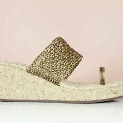 Inc.5 WOVEN TOE POST-ANT GOLD