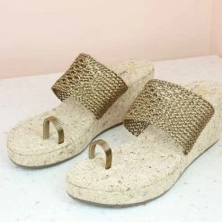 Inc.5 WOVEN TOE POST-ANT GOLD