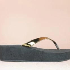 Inc.5 PLATFORM CASUAL THONG-ANTIQUE GOLD SALE