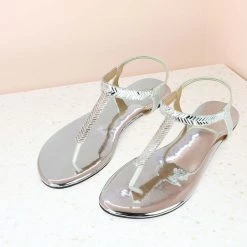 Inc.5 SANDALS PARTY FLAT THONG-SILVER