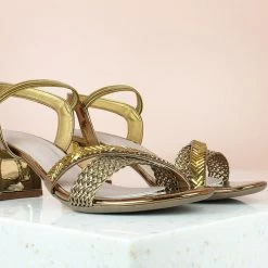 Inc.5 Diamond JEWELED WOVEN SANDAL-ANTIQUE GOLD