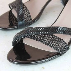 Inc.5 JEWELED WOVEN SANDAL-BLACK