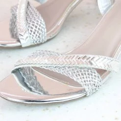 Inc.5 Diamond JEWELED WOVEN SANDAL-SILVER