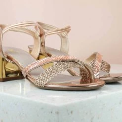 Inc.5 JEWELED WOVEN SANDAL - ROSE GOLD