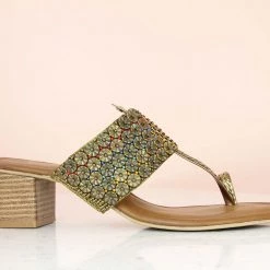 Inc.5 SALE STACKED HEEL EMBROIDED TOE POST