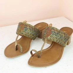 Inc.5 SALE STACKED HEEL EMBROIDED TOE POST