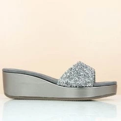 Inc.5 DIAMOND PLATFORM WEDDING MULE-GUN METAL SALE
