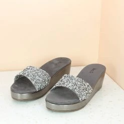 Inc.5 DIAMOND PLATFORM WEDDING MULE-GUN METAL SALE