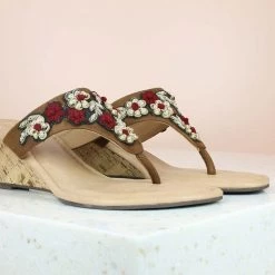 Inc.5 CROCHET ZARDOZI THONG-TAN