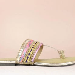 Inc.5 SALE EMBROIDED TOE THONG-ROSE GOLD