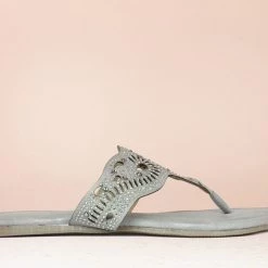 Inc.5 JEWELED FLAT THONG-G.METAL