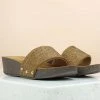 Inc.5 CRYSTAL DIAMOND ETHNIC PLATFORM MULE-ANTIQUE GOLD