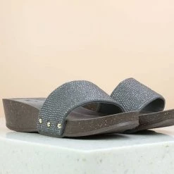 Inc.5 SALE CRYSTAL DIAMOND ETHNIC PLATFORM MULE-GUN METAL