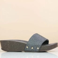 Inc.5 SALE CRYSTAL DIAMOND ETHNIC PLATFORM MULE-GUN METAL