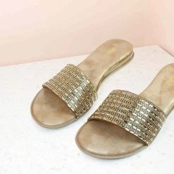 Inc.5 JEWEL FLAT MULE - ANT GOLD