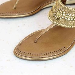 Inc.5 EMBROIDED FLAT SANDAL-ANT GOLD