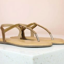 Inc.5 DIAMOND FLAT SANDAL-ANTIQUE GOLD SALE