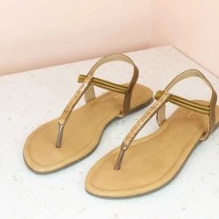 Inc.5 DIAMOND FLAT SANDAL-ANTIQUE GOLD SALE