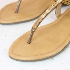 Inc.5 DIAMOND FLAT SANDAL-ANTIQUE GOLD SALE