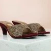 Inc.5 EMBROIDED MULE-MAROON Ethnic