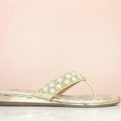 Inc.5 EMBROIDED THONG-GOLD