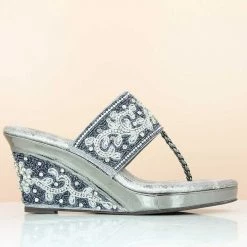 Inc.5 EMBROIDED HEEL COVER TOE POST-GUN METAL