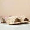 Inc.5 SALE BLOCK HEEL EMBROIDED MULE - ROSE GOLD
