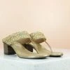 Inc.5 SALE EMBROIDED BLOCK HEEL-ANT GOLD