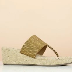 Inc.5 CORK COVERED DIAMOND THONG-ANTIQUE GOLD