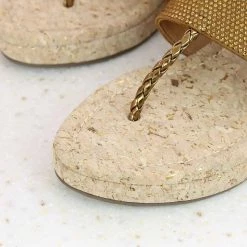 Inc.5 CORK COVERED DIAMOND THONG-ANTIQUE GOLD 9 Inc.5 CORK COVERED DIAMOND THONG-ANTIQUE GOLD