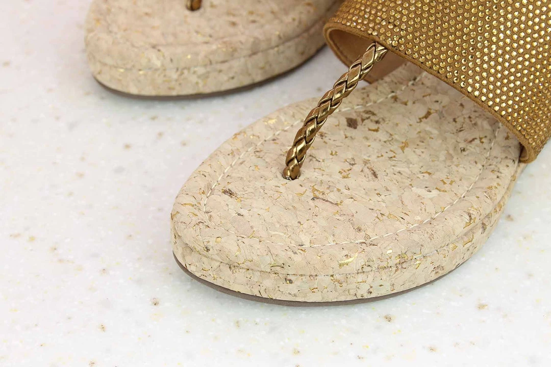 Inc.5 CORK COVERED DIAMOND THONG-ANTIQUE GOLD 6 Inc.5 CORK COVERED DIAMOND THONG-ANTIQUE GOLD