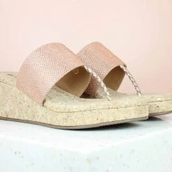 Inc.5 SALE DIAMOND CORK COVERED PLATFORM-ROSE GOLD