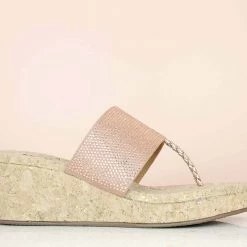 Inc.5 SALE DIAMOND CORK COVERED PLATFORM-ROSE GOLD