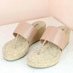 Inc.5 SALE DIAMOND CORK COVERED PLATFORM-ROSE GOLD