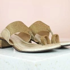 Inc.5 DIAMOND BLOCK HEELS-ANTIQUE GOLD SALE