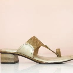 Inc.5 DIAMOND BLOCK HEELS-ANTIQUE GOLD SALE
